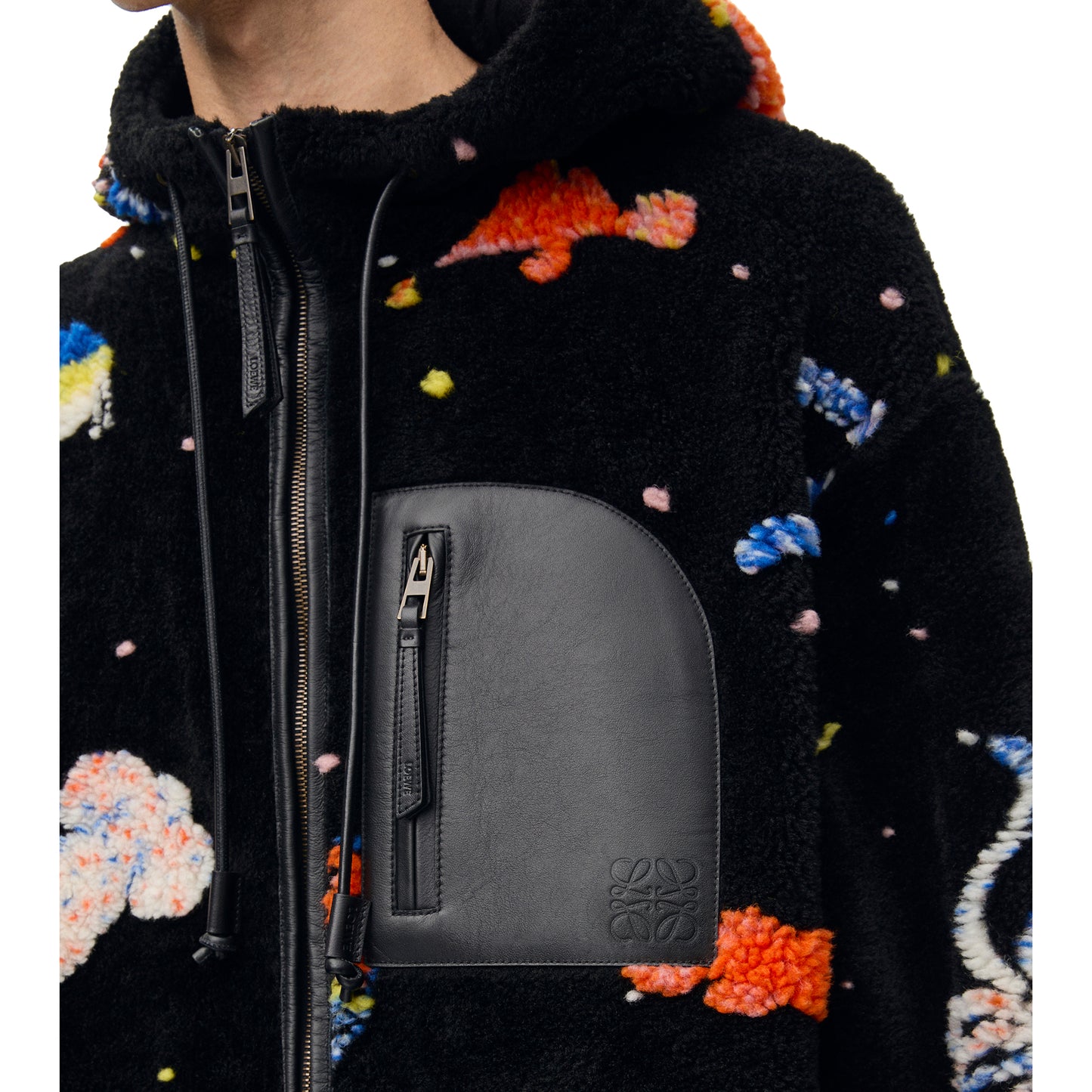 HOODED JACKET / BLACK/MULTICOLOR