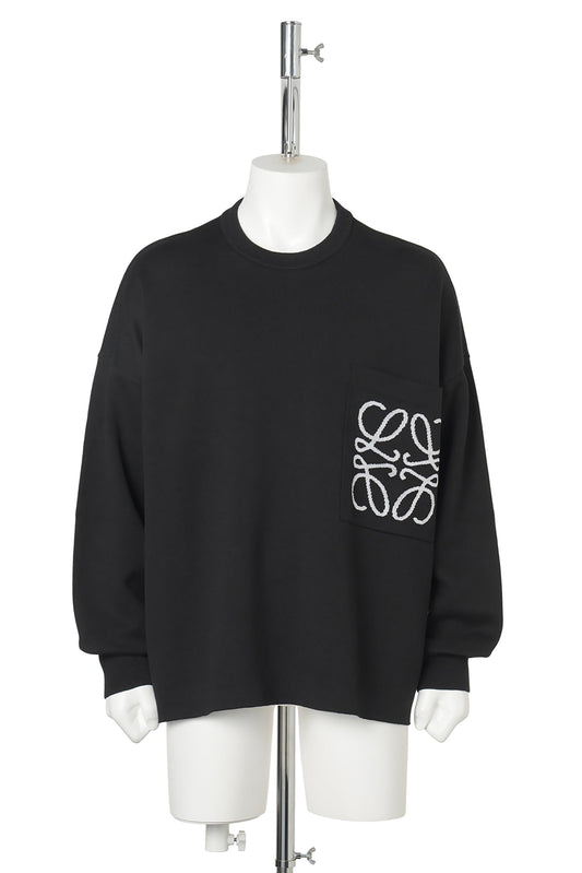 KNIT SWEATER POCKET / BLACK/WHITE