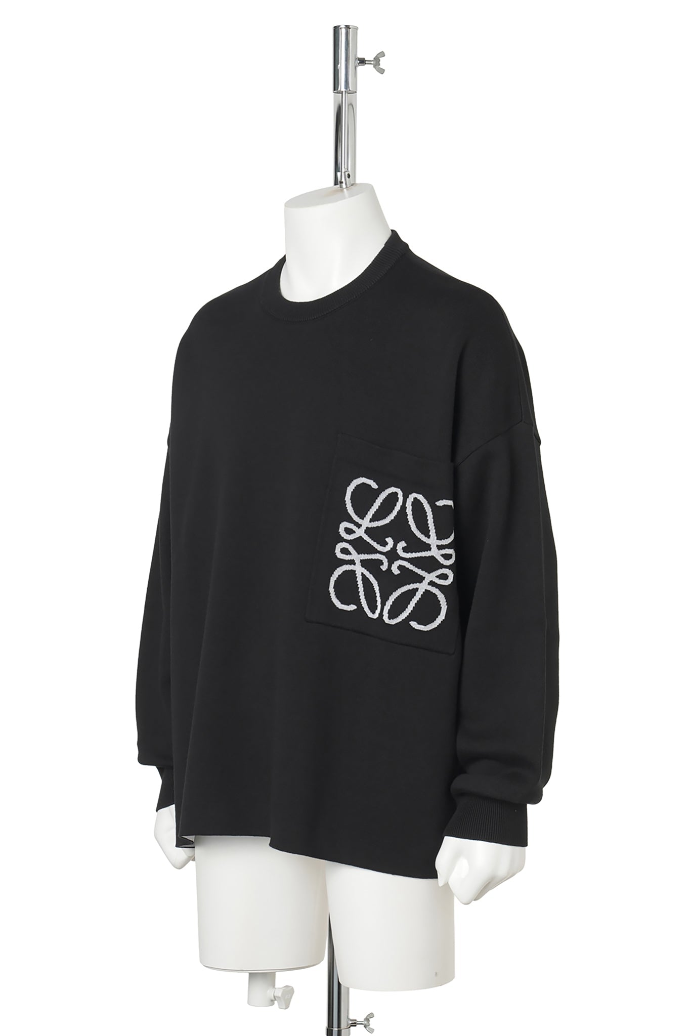 KNIT SWEATER POCKET / BLACK/WHITE