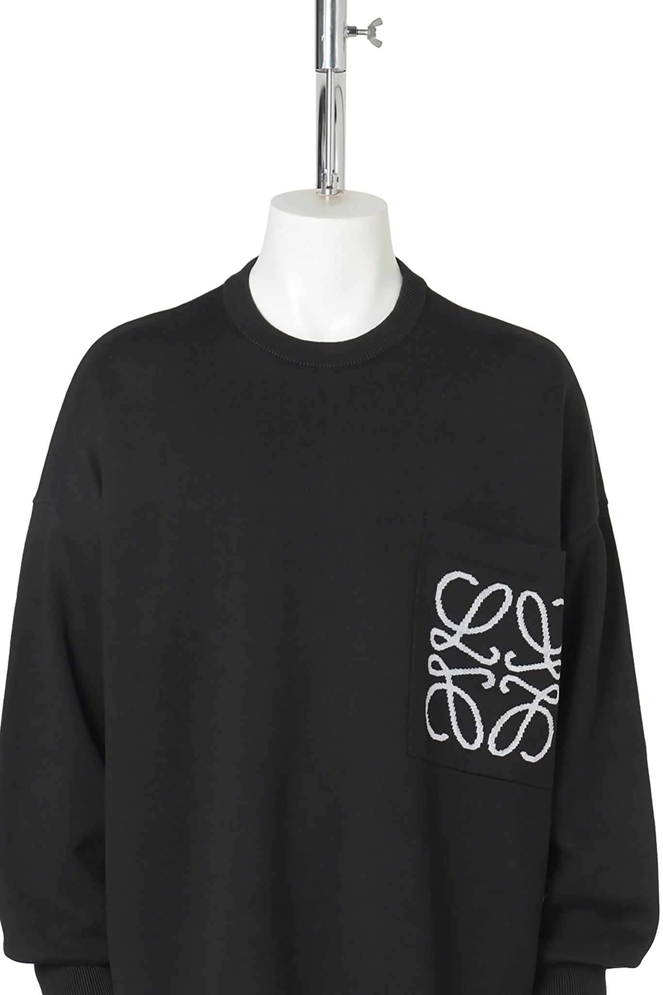 KNIT SWEATER POCKET / BLACK/WHITE