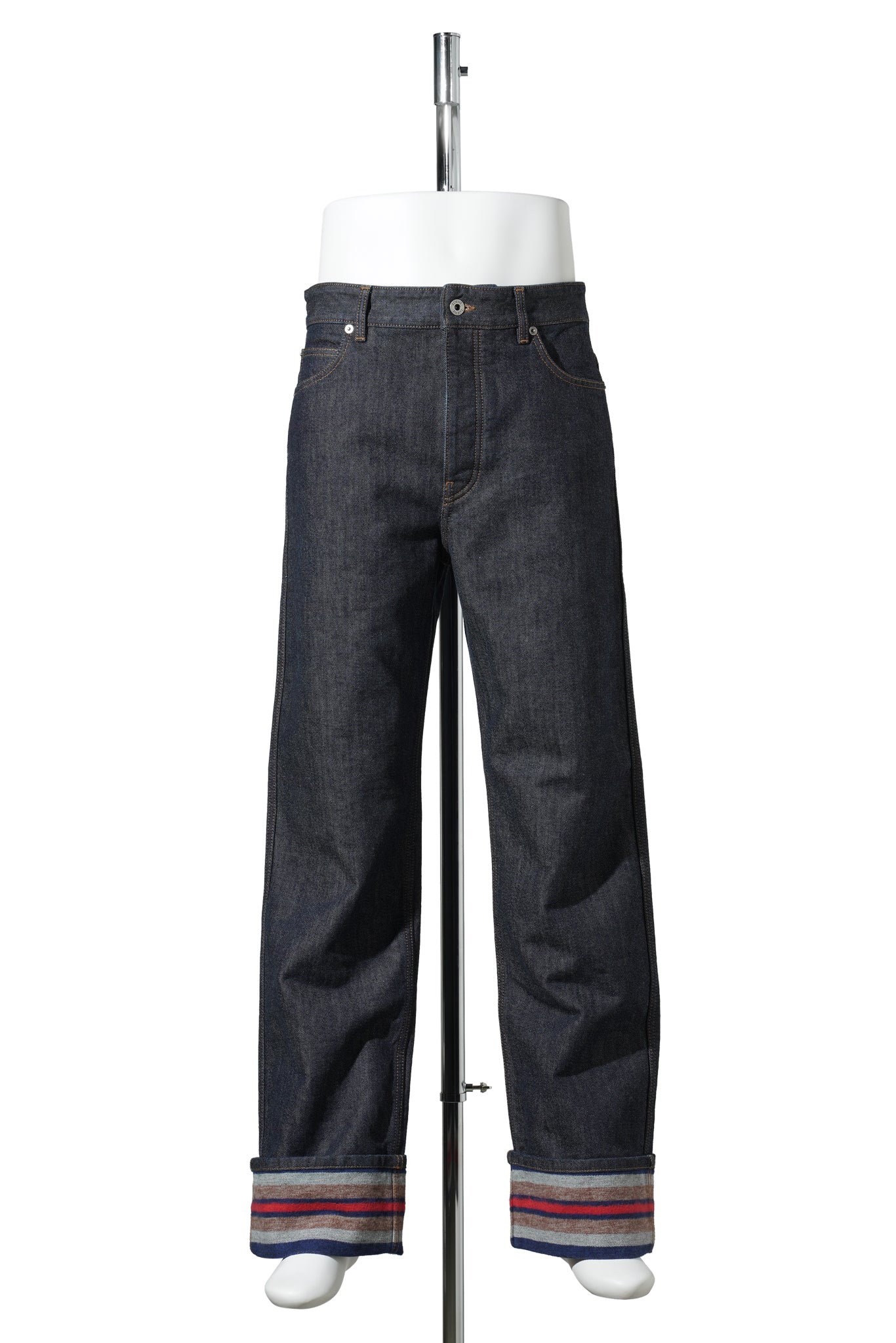 TURN-UP JEANS / RAW DENIM/BLUE