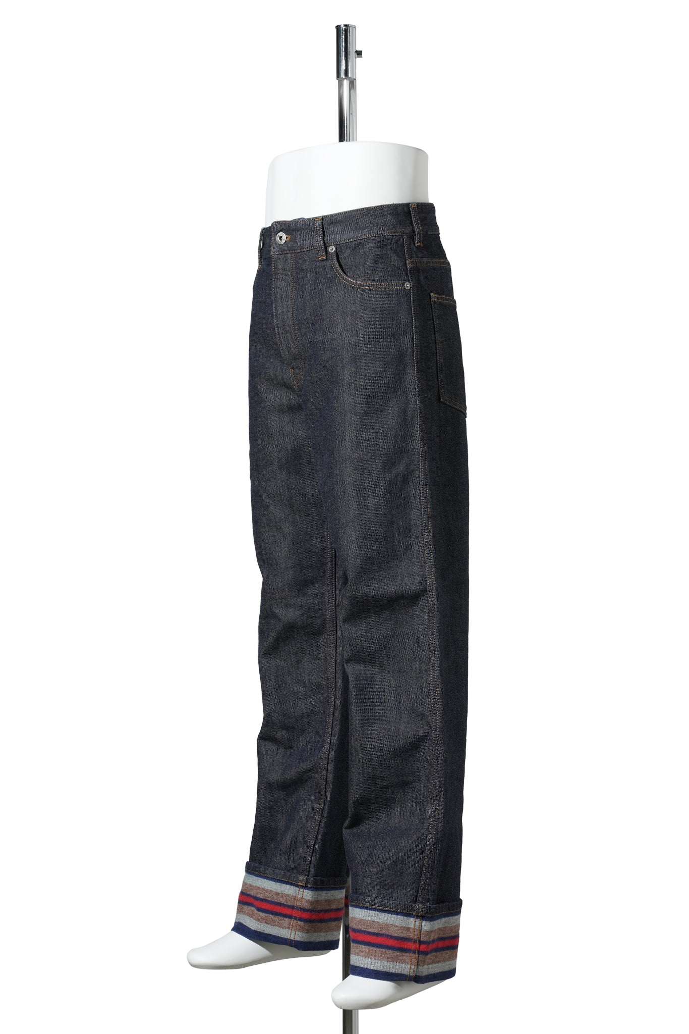TURN-UP JEANS / RAW DENIM/BLUE