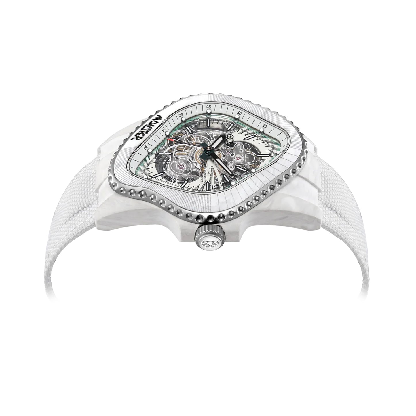 PEA005 / WHITE GFRP BEZEL & MULTI-LAYERED TRANSPARENT DIAL & WHITE CANVAS VELCRO STRAP