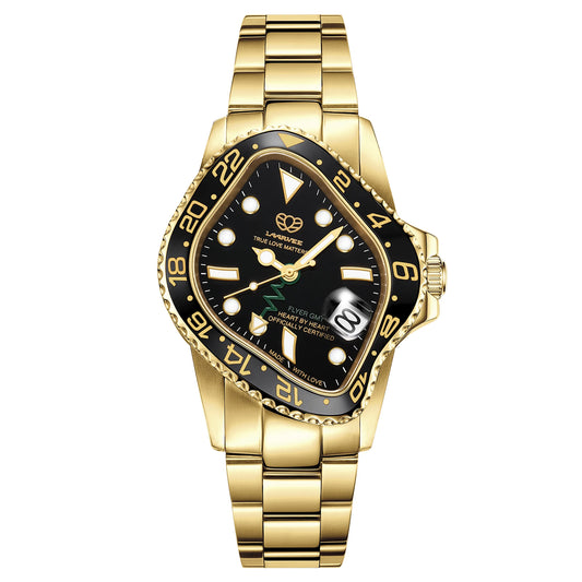 PEA001GMT / GOLDEN PRECISION STEEL&BLACK CERAMIC BEZEL&BLACK DIAL