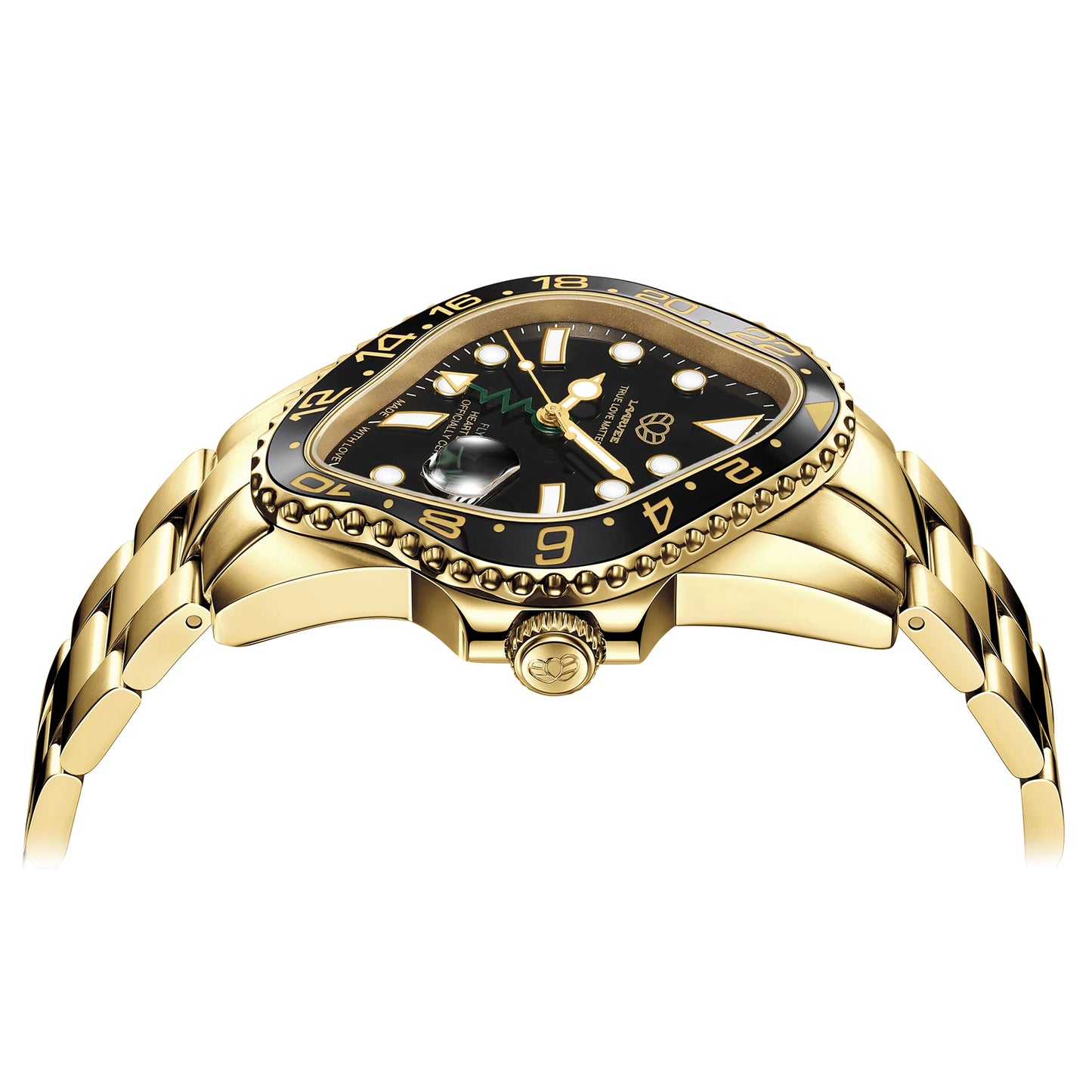PEA001GMT / GOLDEN PRECISION STEEL&BLACK CERAMIC BEZEL&BLACK DIAL