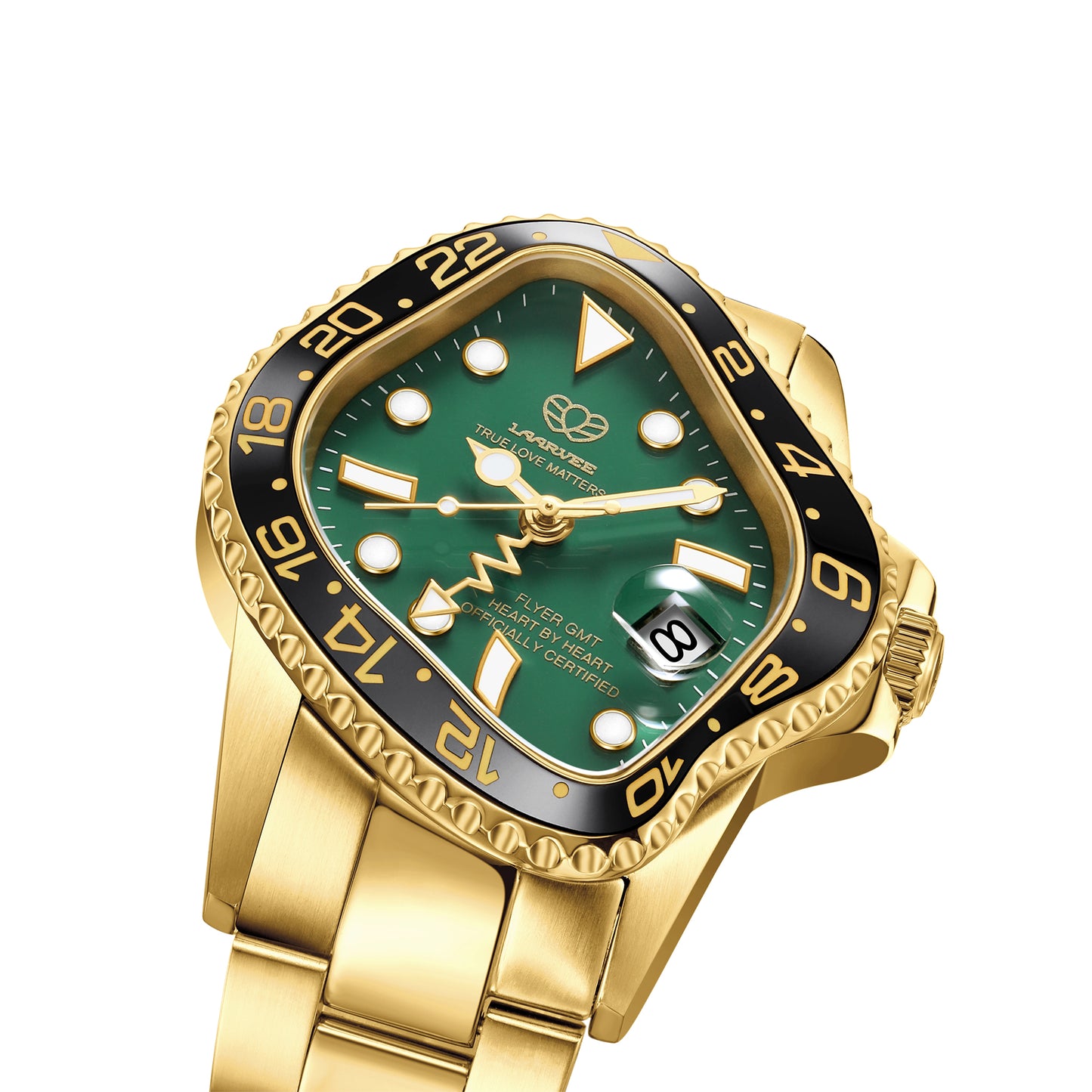 PEA001GMT / GOLDEN PRECISION STEEL&BLACK CERAMIC BEZEL&GREEN DIAL