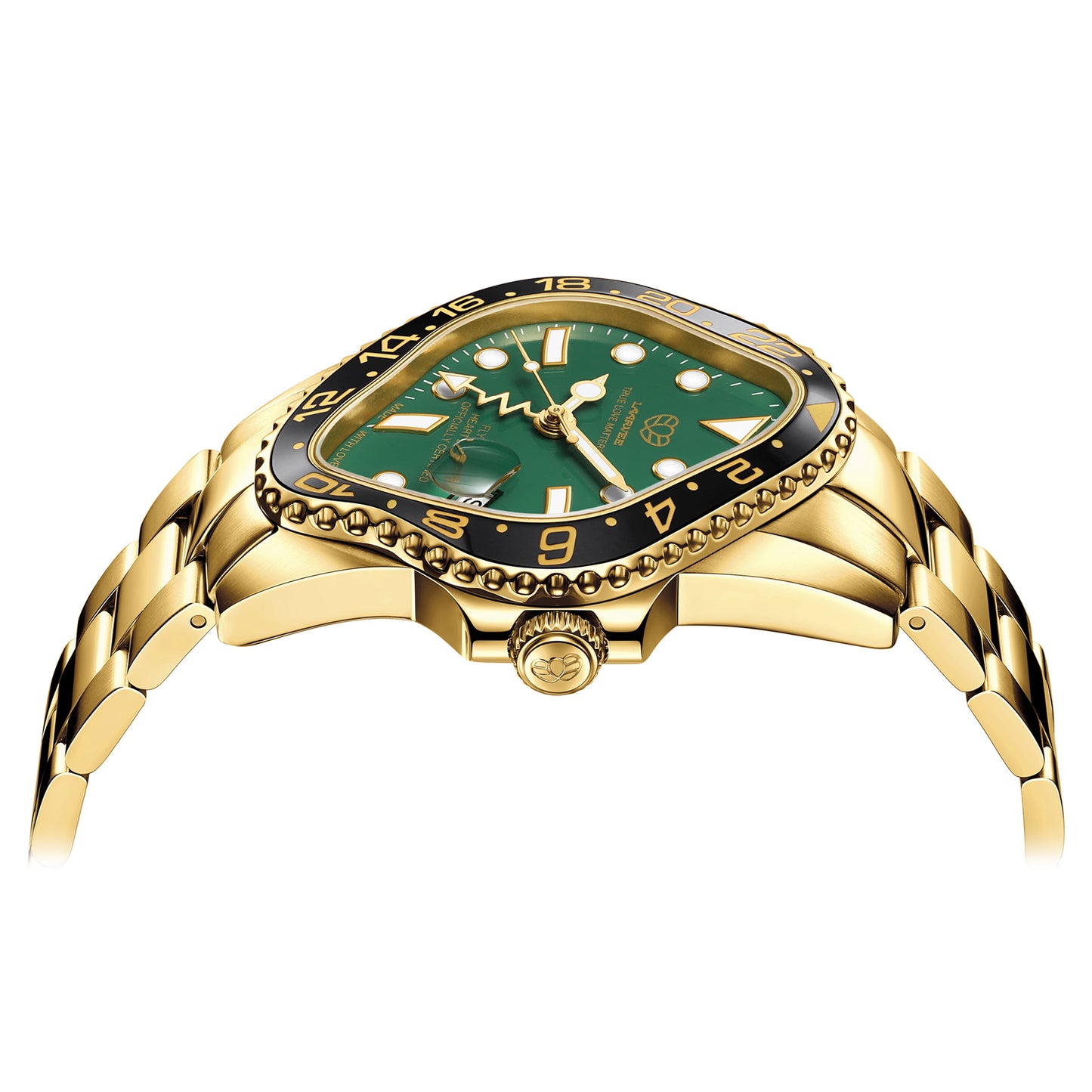 PEA001GMT / GOLDEN PRECISION STEEL&BLACK CERAMIC BEZEL&GREEN DIAL