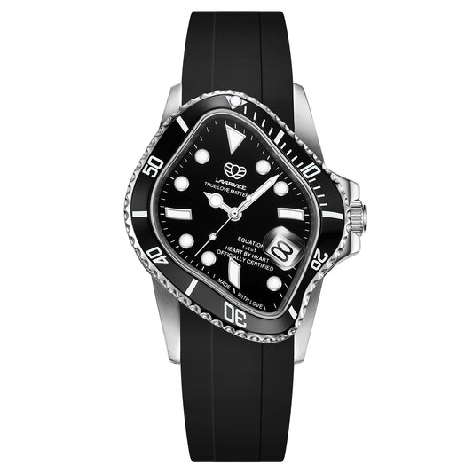 PEA001RS / SILVER PRECISION STEEL&BLACK CERAMIC BEZEL&BLACK DIAL