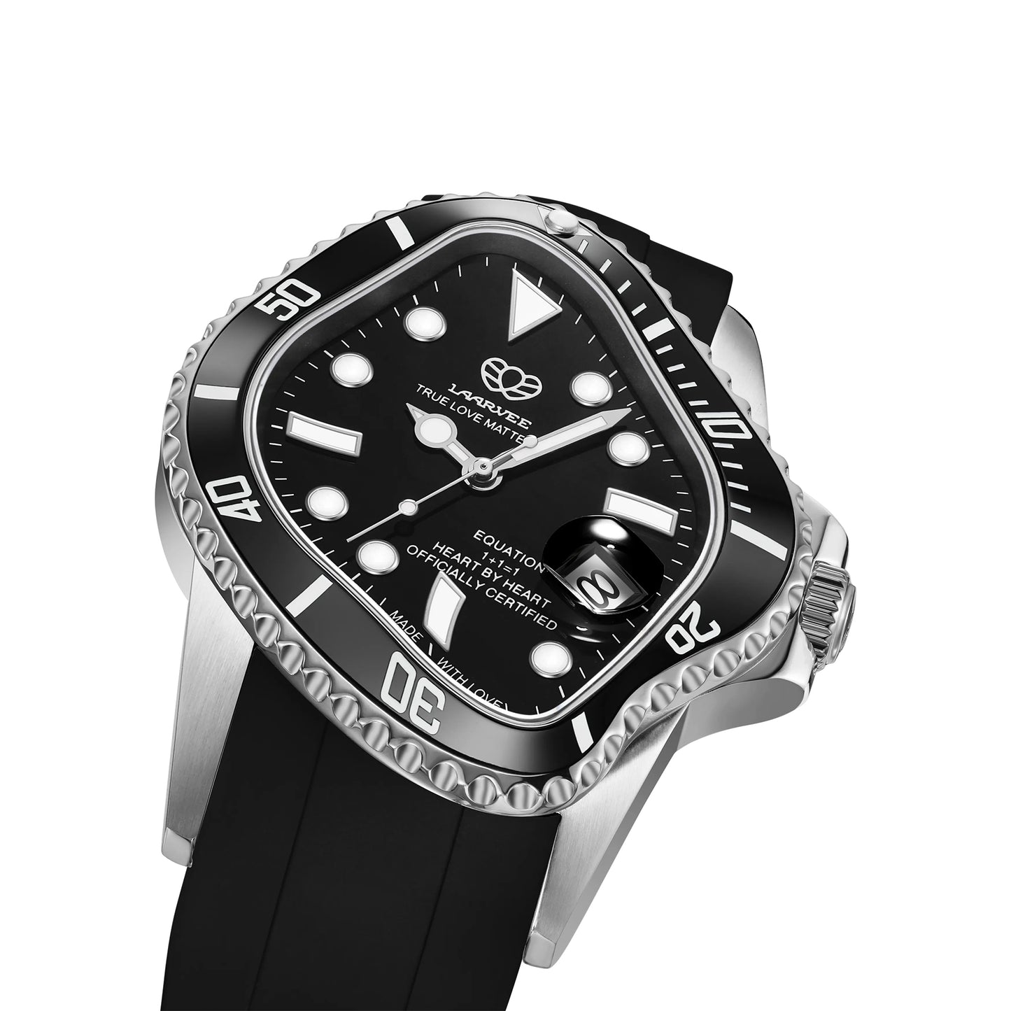 PEA001RS / SILVER PRECISION STEEL&BLACK CERAMIC BEZEL&BLACK DIAL
