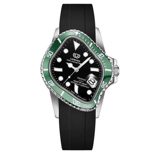 PEA001RS / SILVER PRECISION STEEL&GREEN CERAMIC BEZEL&BLACK DIAL