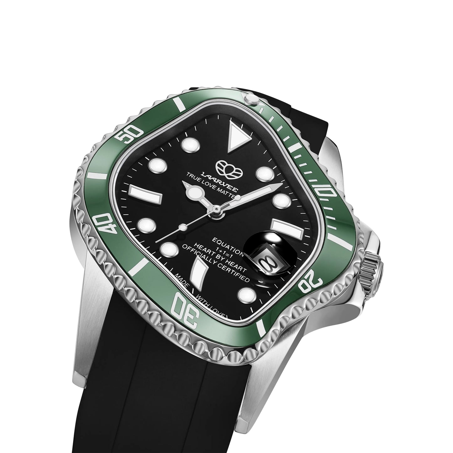 PEA001RS / SILVER PRECISION STEEL&GREEN CERAMIC BEZEL&BLACK DIAL