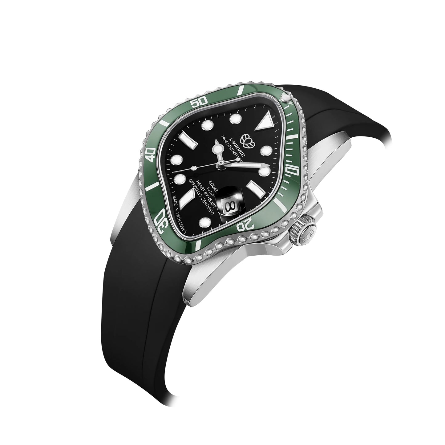 PEA001RS / SILVER PRECISION STEEL&GREEN CERAMIC BEZEL&BLACK DIAL