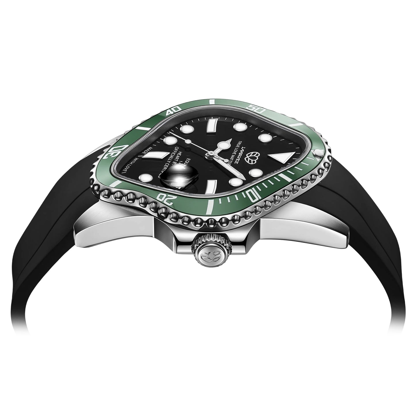 PEA001RS / SILVER PRECISION STEEL&GREEN CERAMIC BEZEL&BLACK DIAL