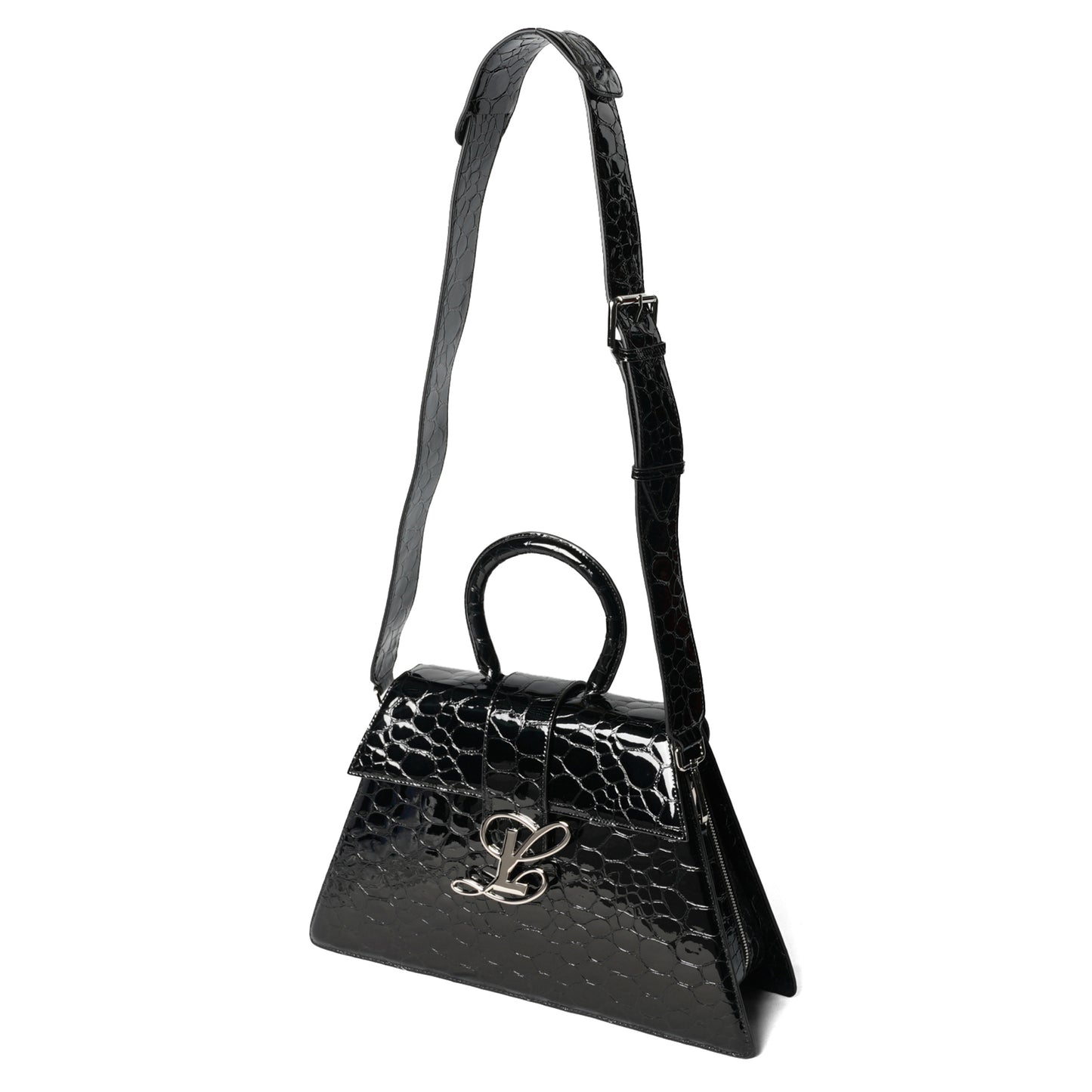 BLACK GLOSSY PEBBLE YAHALRA / BLACK PEBBLE LEATHER