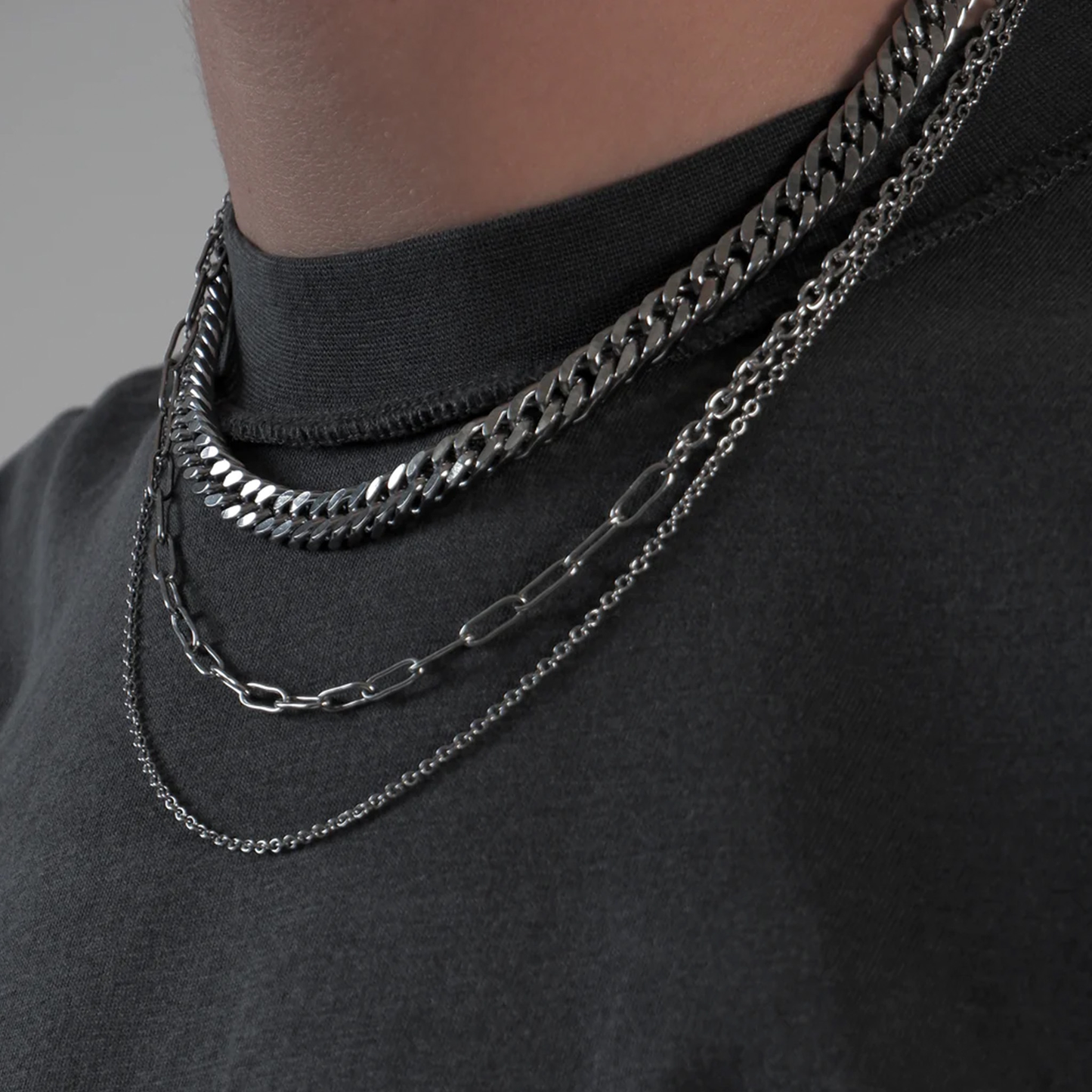 DOUBLE CURB NECKLACE / SILVER