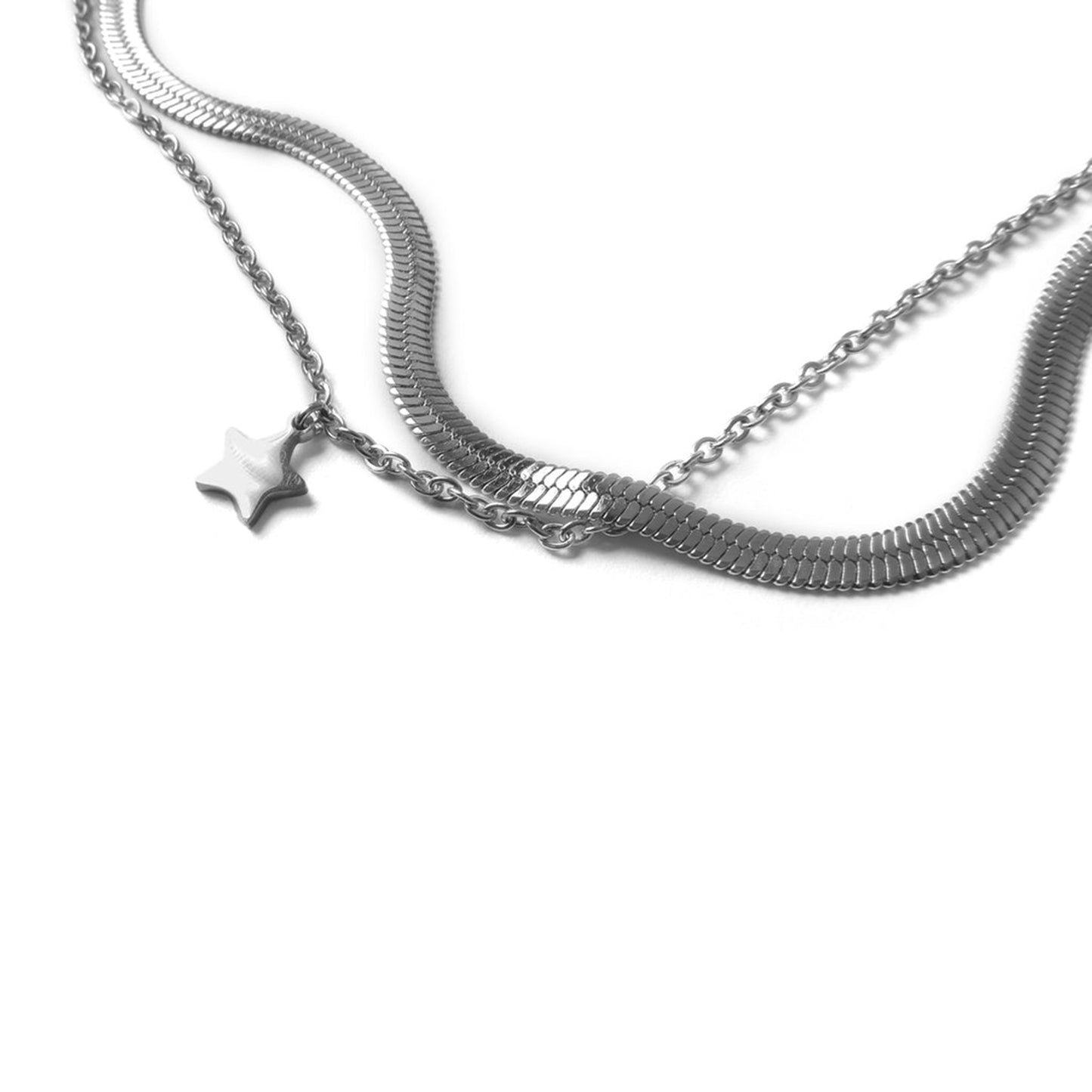 STAR STACK NECKLACE / SILVER