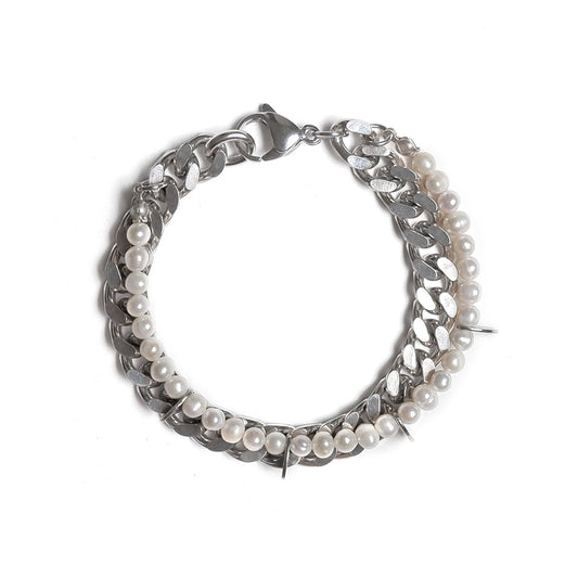 THORN PEARL BRACELET / SILVER