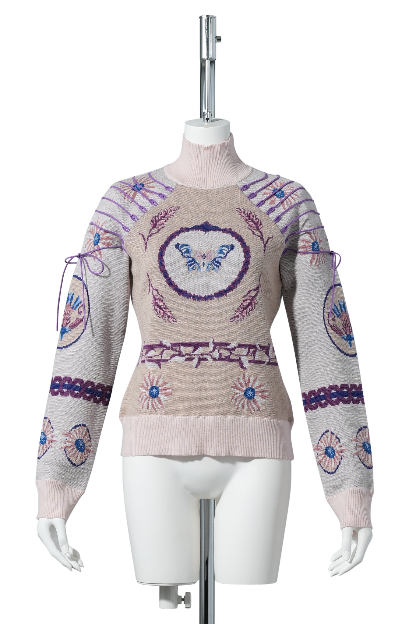 ORNATE TIE SWEATER / OFF-WHITE