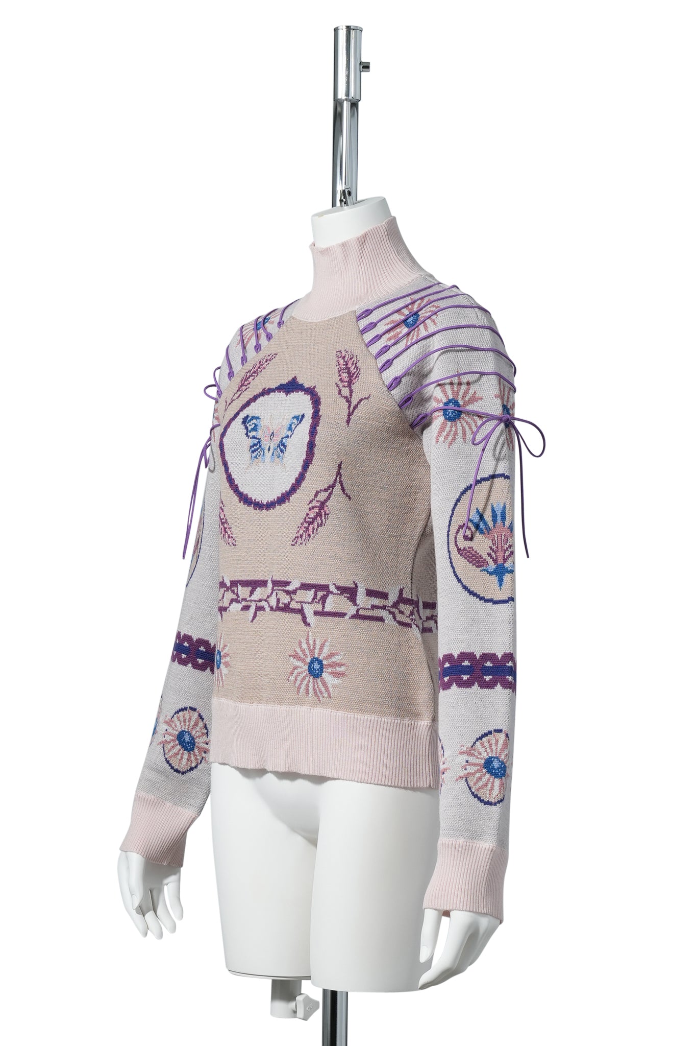 ORNATE TIE SWEATER / OFF-WHITE