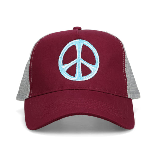 PEACE SIGN TRUCKER CAP / INDIAN RED