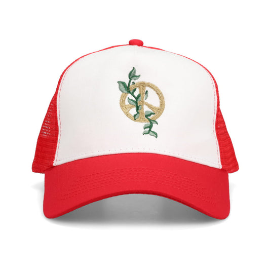 PEACE SIGN TRUCKER CAP / RED