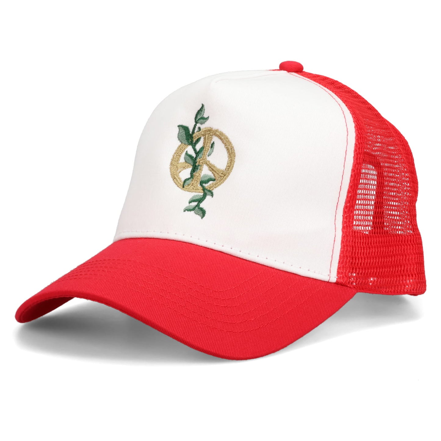PEACE SIGN TRUCKER CAP / RED