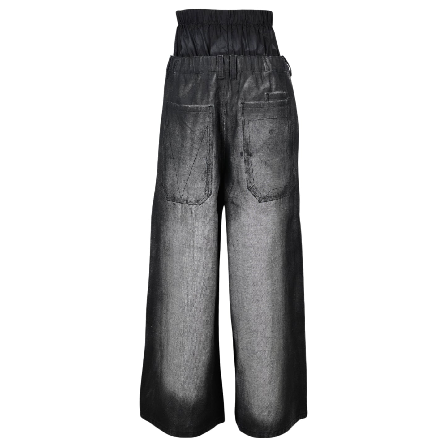 DOUBLE WAIST DENIM PANTS / BLACK