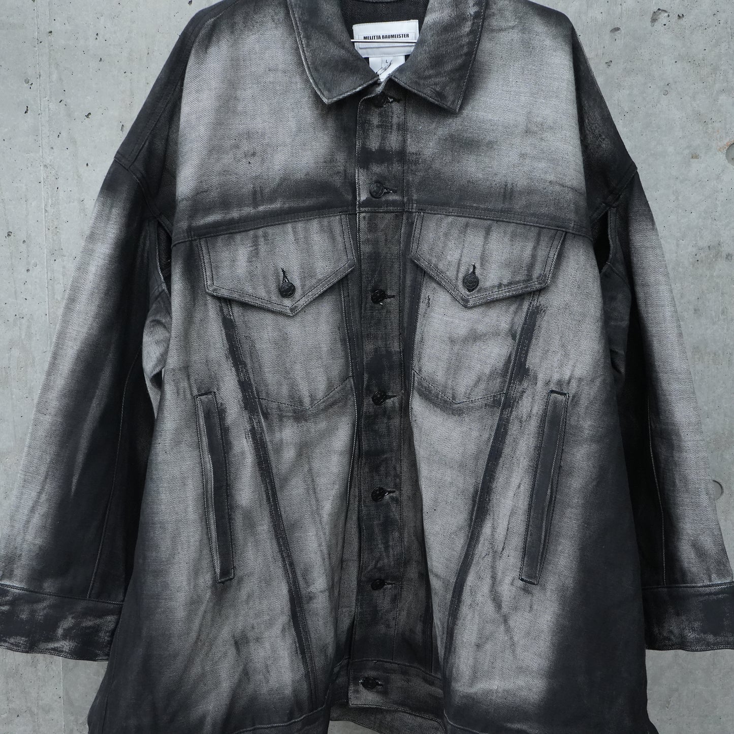 BELTED OVERSIZED DENIM JACKET / BLACK