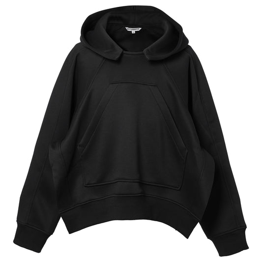 CROPPED HOODIE / BLACK SPONGY JERSEY