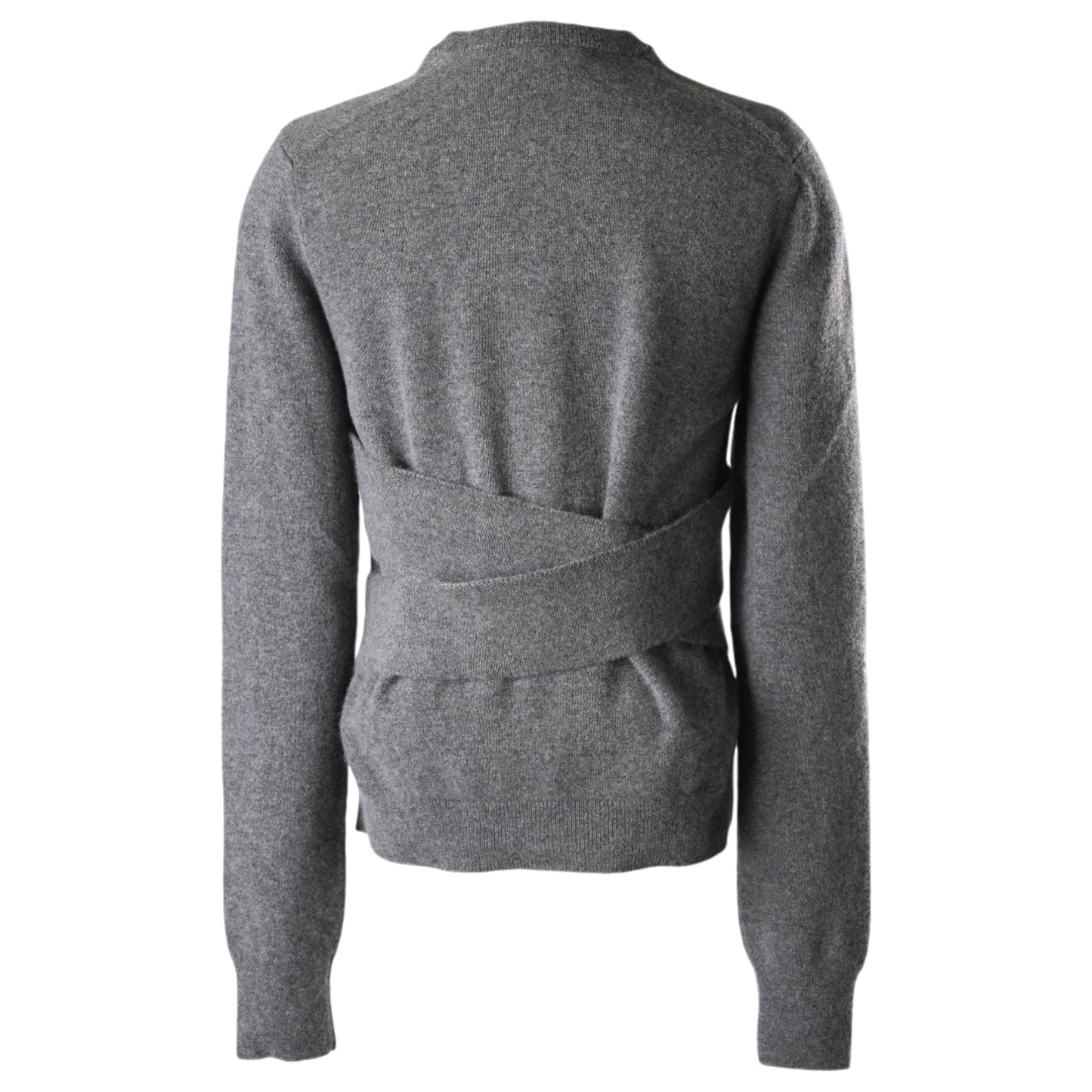 CREW NECK WRAP CARDIGAN / GREY MELANGE