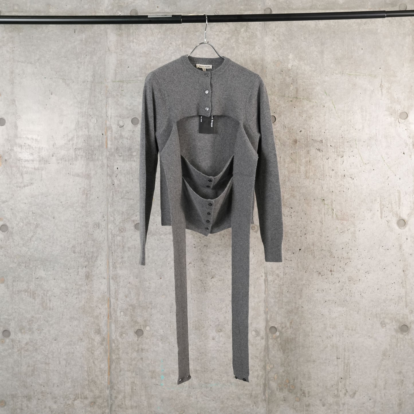 CREW NECK WRAP CARDIGAN / GREY MELANGE