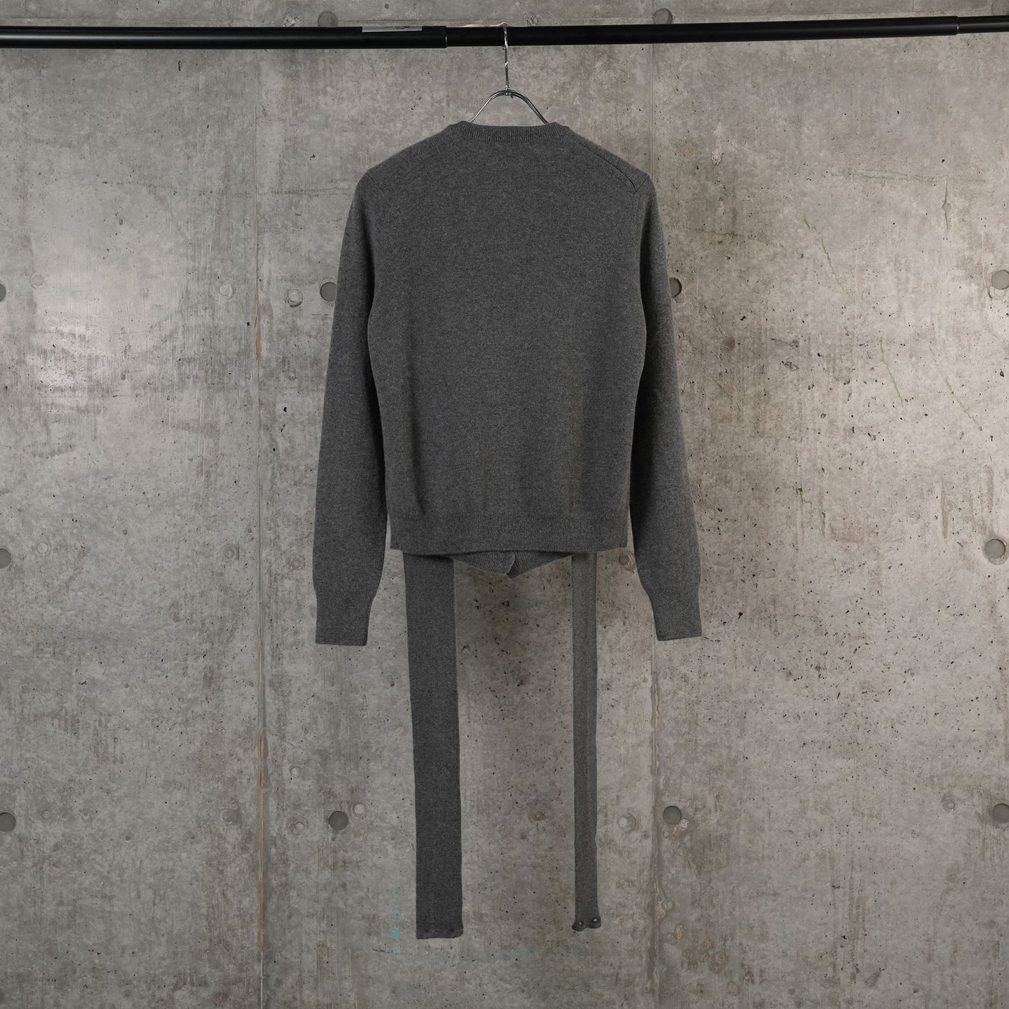 CREW NECK WRAP CARDIGAN / GREY MELANGE