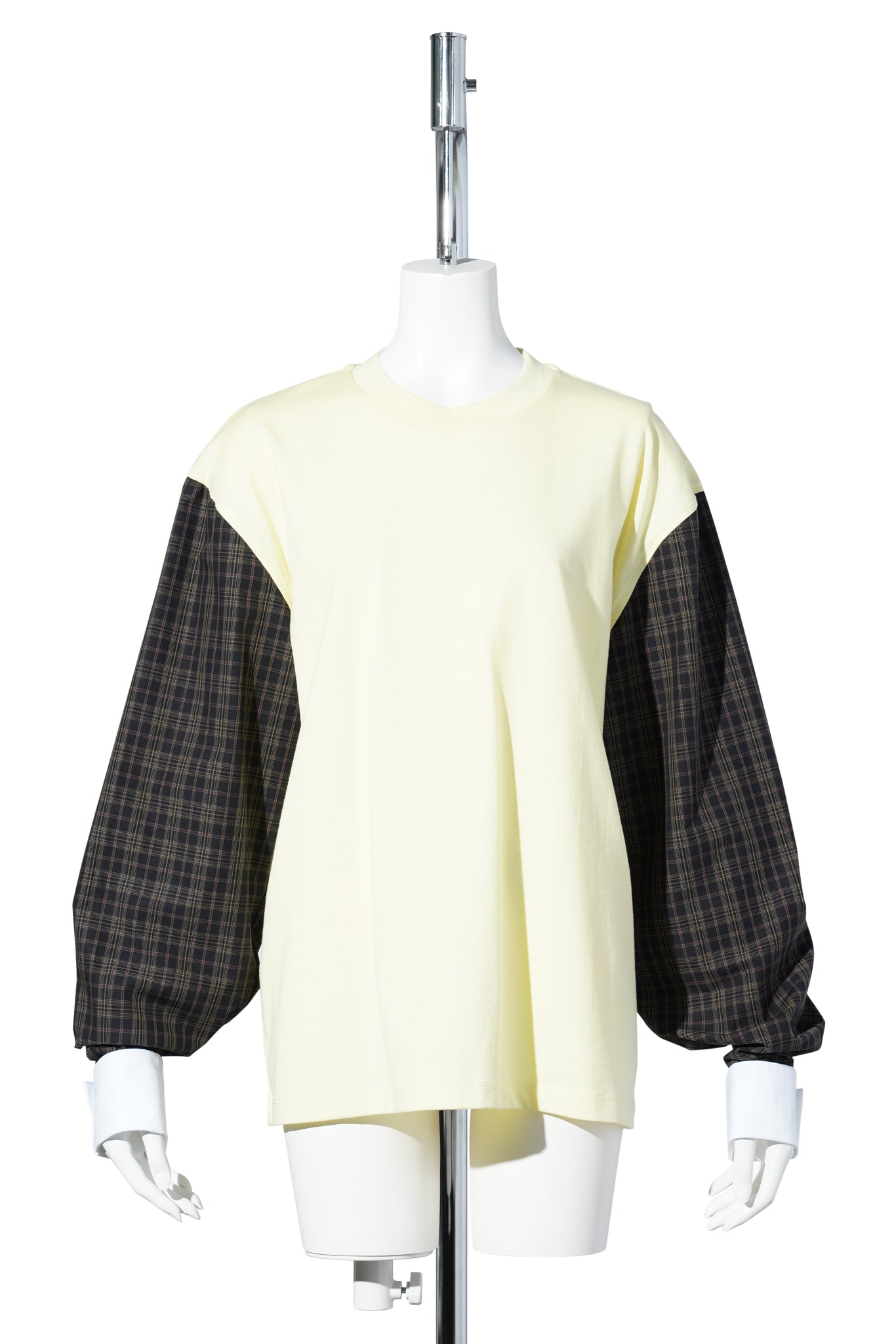 T-SHIRT WITH SHIRTING SLEEVES / PALE YELLOW