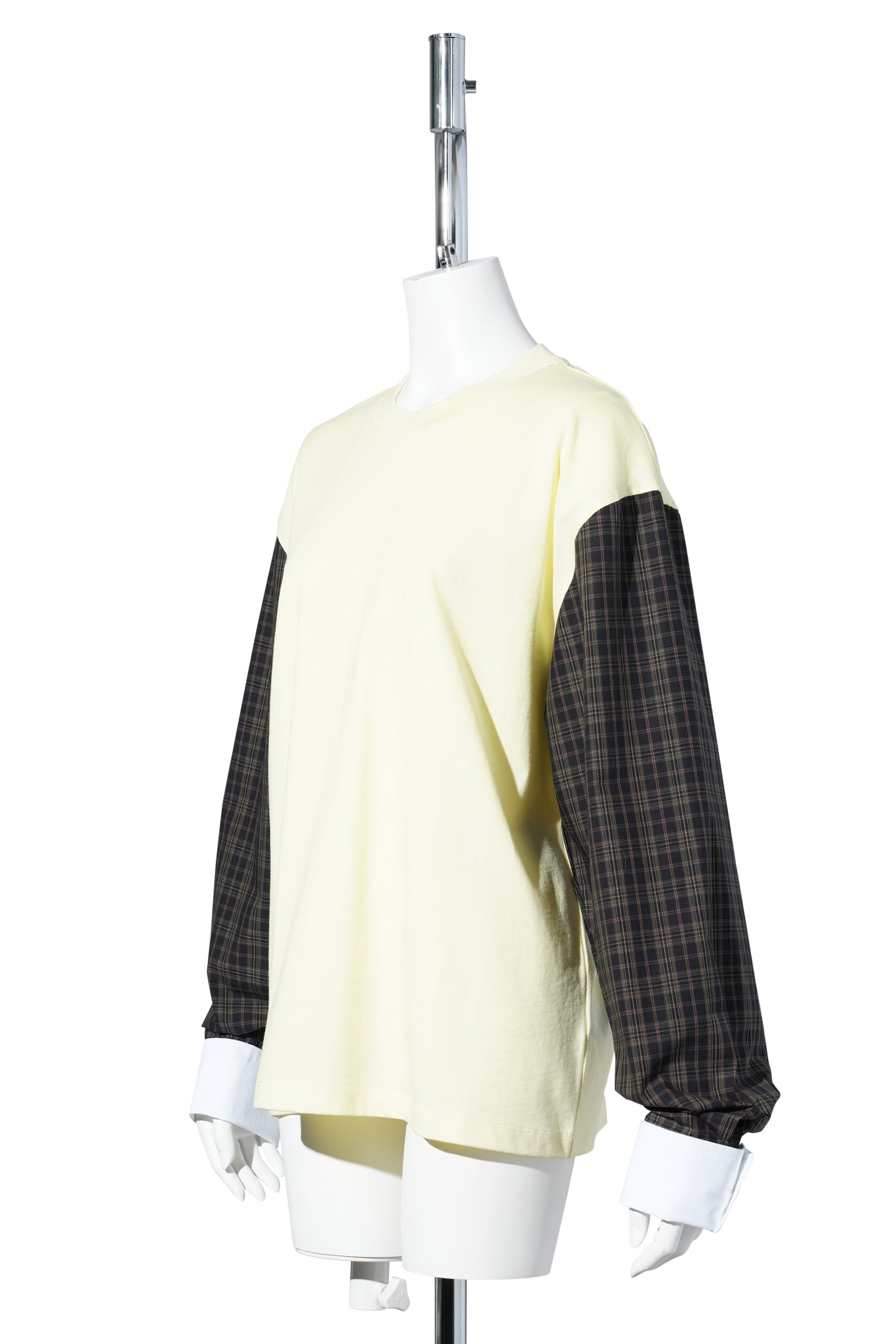 T-SHIRT WITH SHIRTING SLEEVES / PALE YELLOW