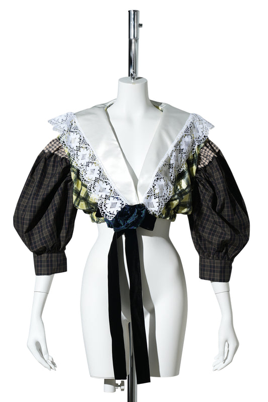 MICRO RUFFLE TOP / YELLOW MULTI