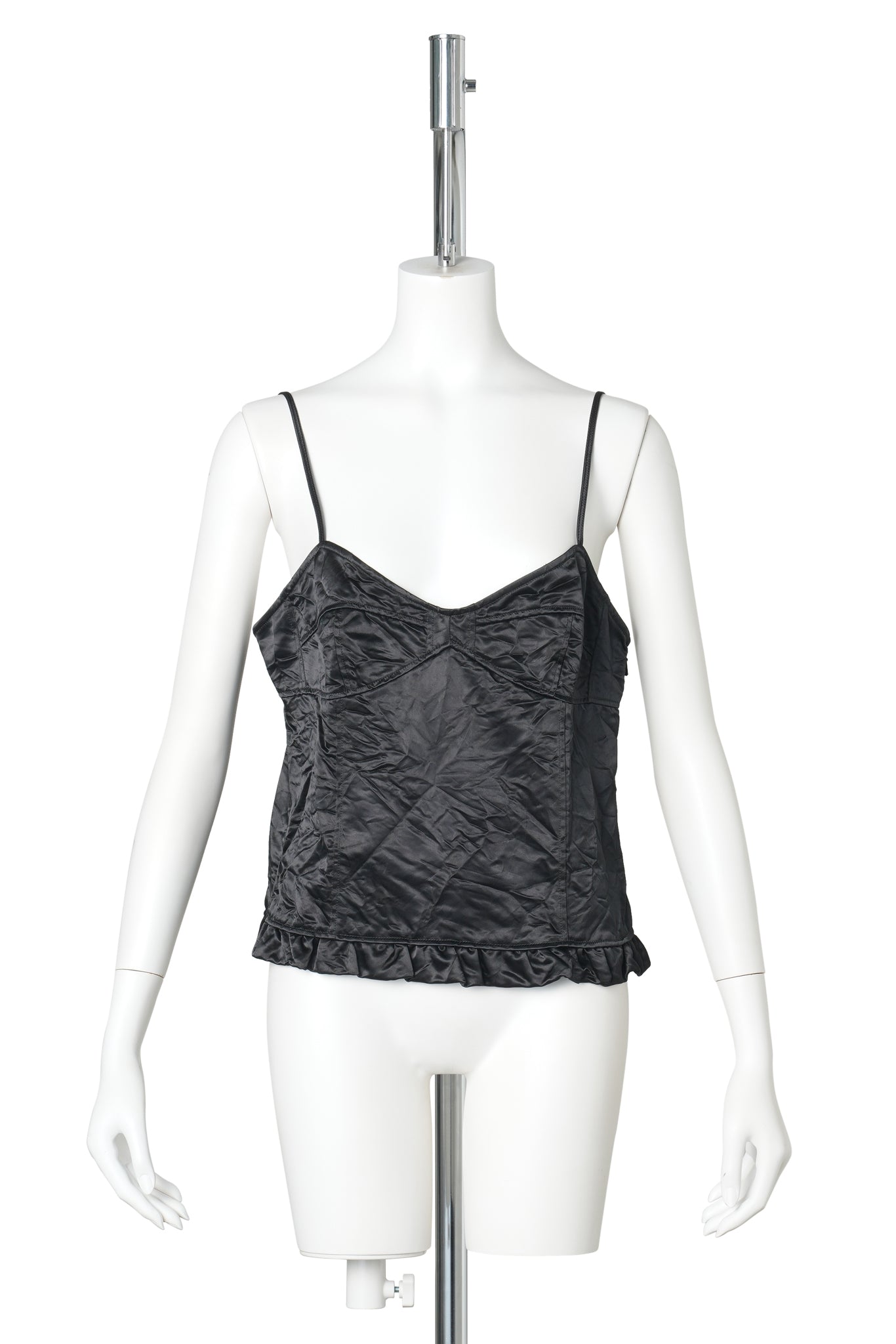 SLIP TOP W/ RUFFLE HEM / BLACK