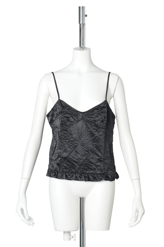 SLIP TOP W/ RUFFLE HEM / BLACK