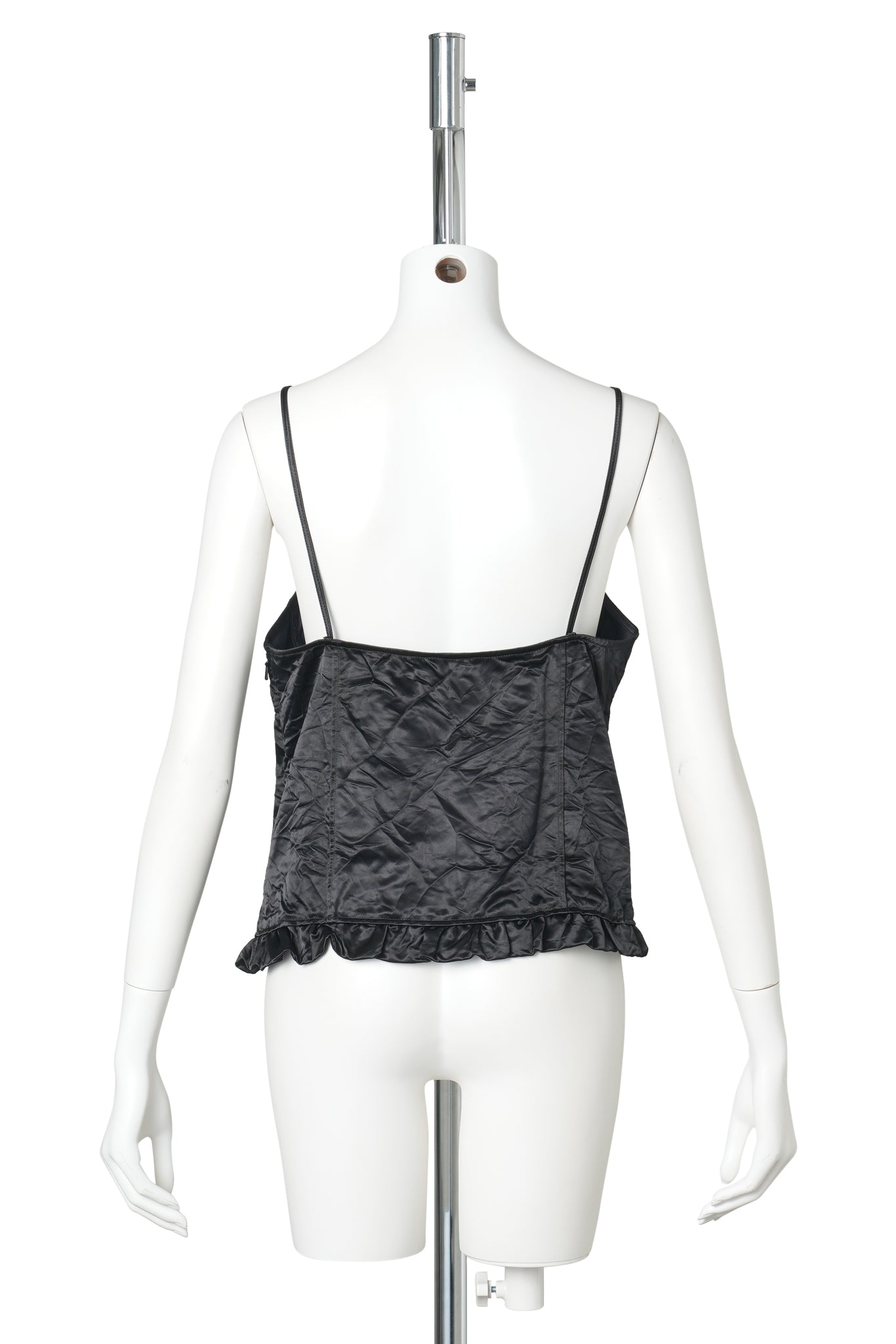 SLIP TOP W/ RUFFLE HEM / BLACK