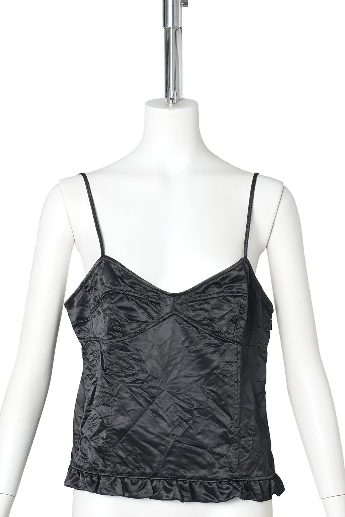 SLIP TOP W/ RUFFLE HEM / BLACK