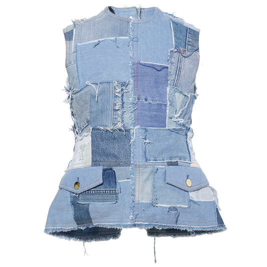 PATCHWORK TOP / BLUE MULTI