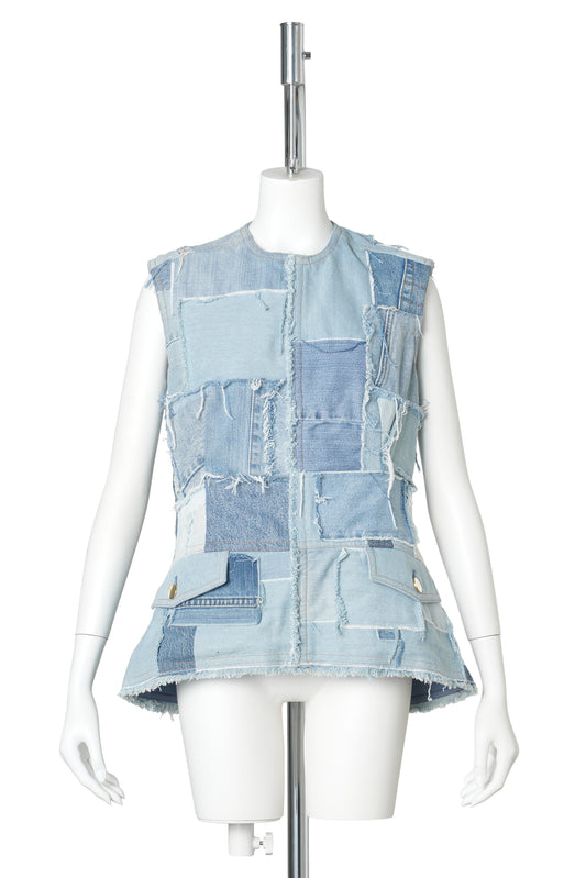 PATCHWORK TOP / BLUE MULTI