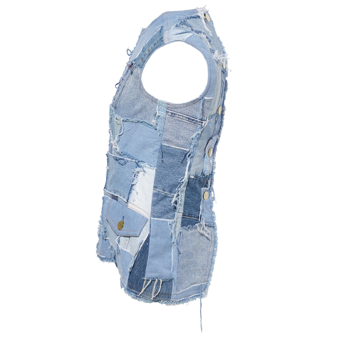 PATCHWORK TOP / BLUE MULTI