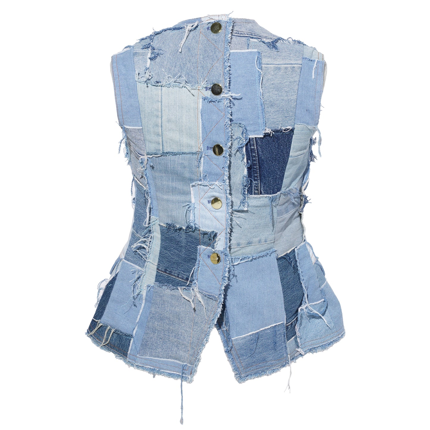 PATCHWORK TOP / BLUE MULTI