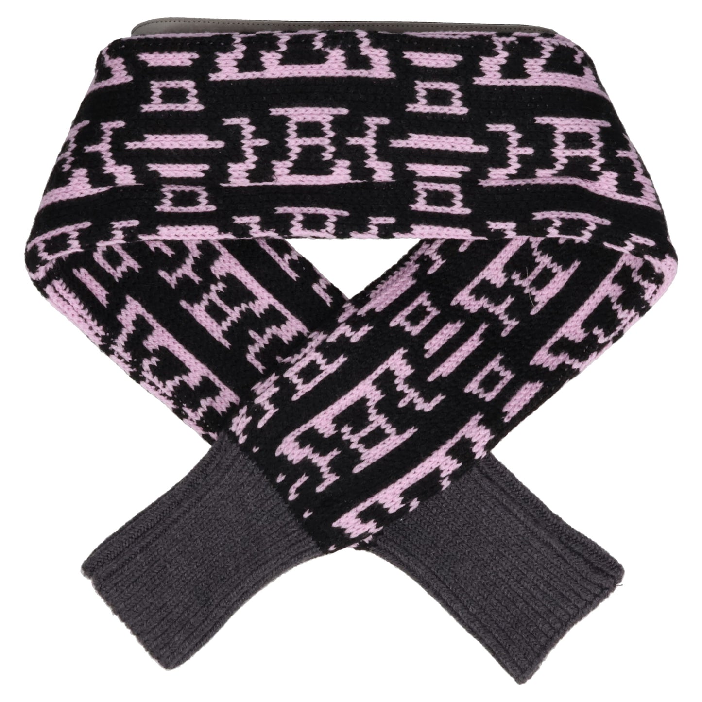 TURTLE NECK W/HOOD AND SCARF / GREY/BLACK PINK