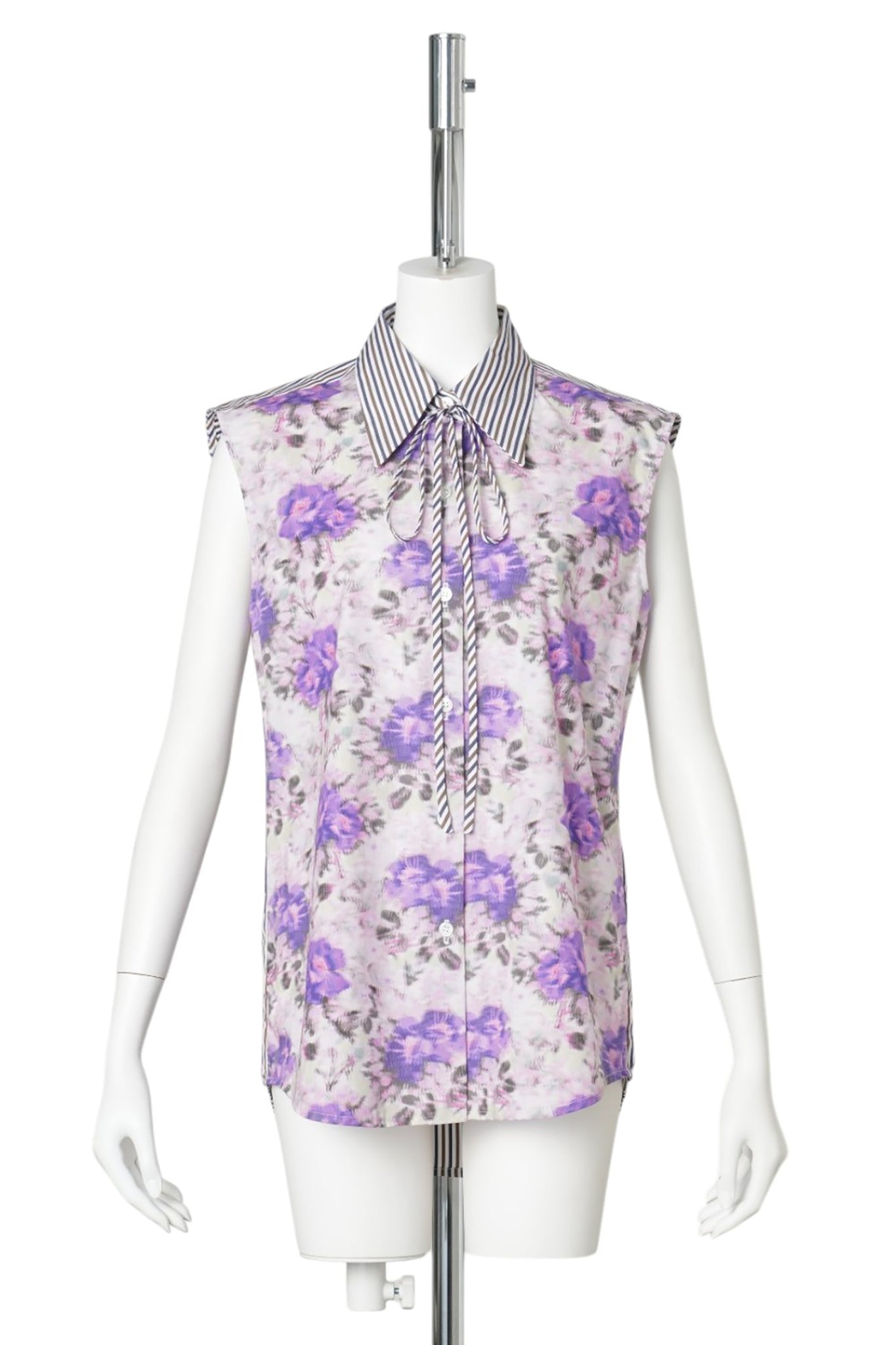 SLEEVELESS SLIM FIT WOMENS COMBO SHIRT / PURPLE / BROWN MULTI