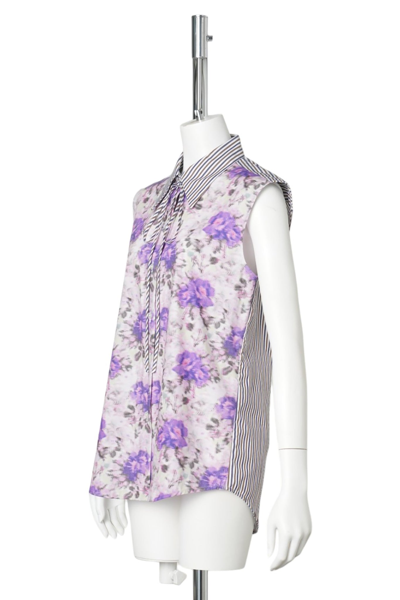 SLEEVELESS SLIM FIT WOMENS COMBO SHIRT / PURPLE / BROWN MULTI