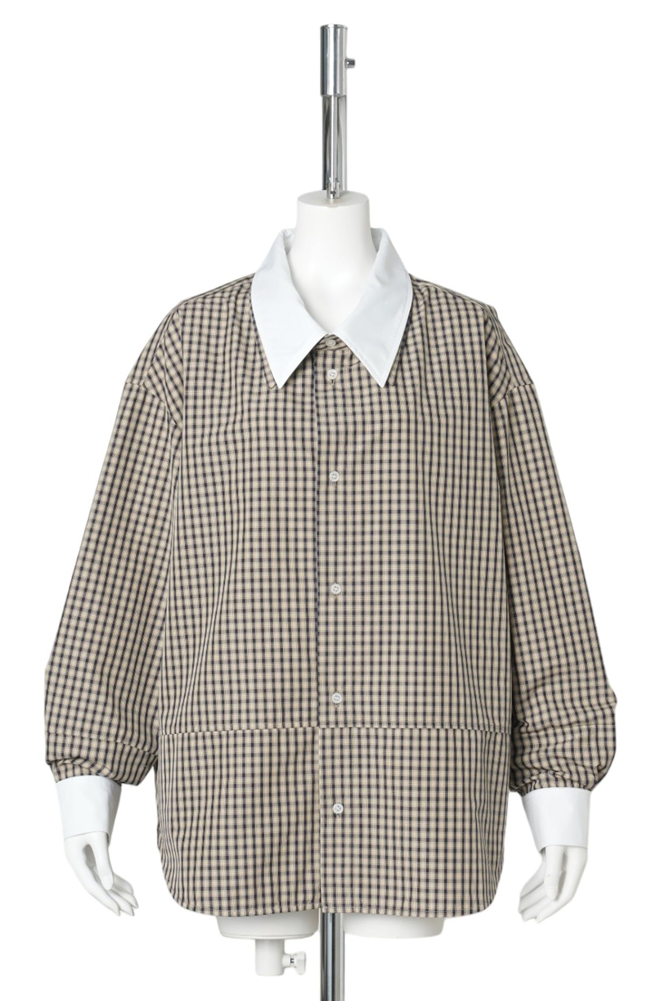 DOUBLE COLLAR SHIRT / SAND MULTI/WHITE