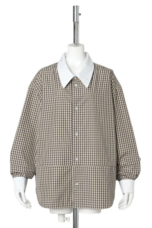 DOUBLE COLLAR SHIRT / SAND MULTI/WHITE