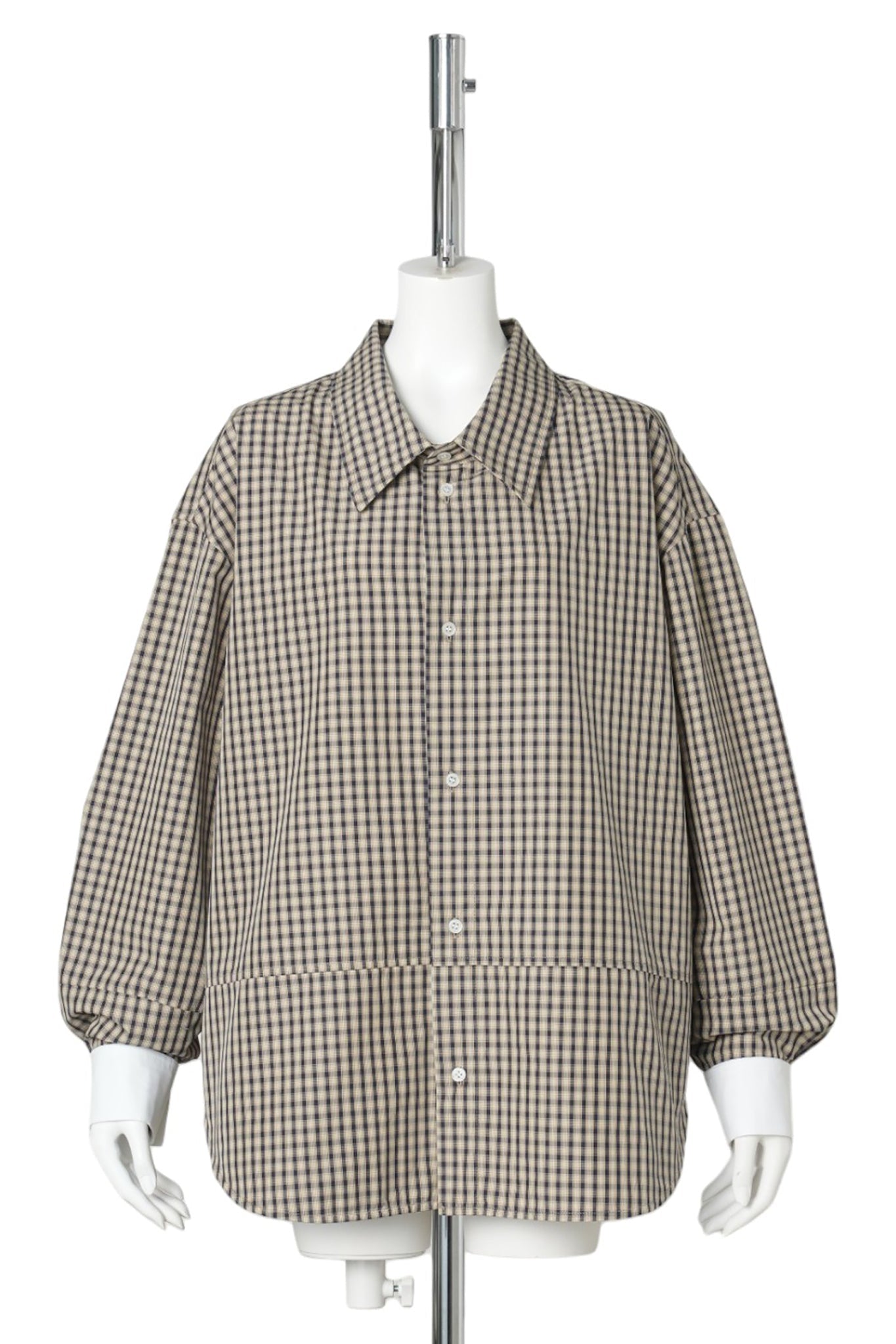 DOUBLE COLLAR SHIRT / SAND MULTI/WHITE