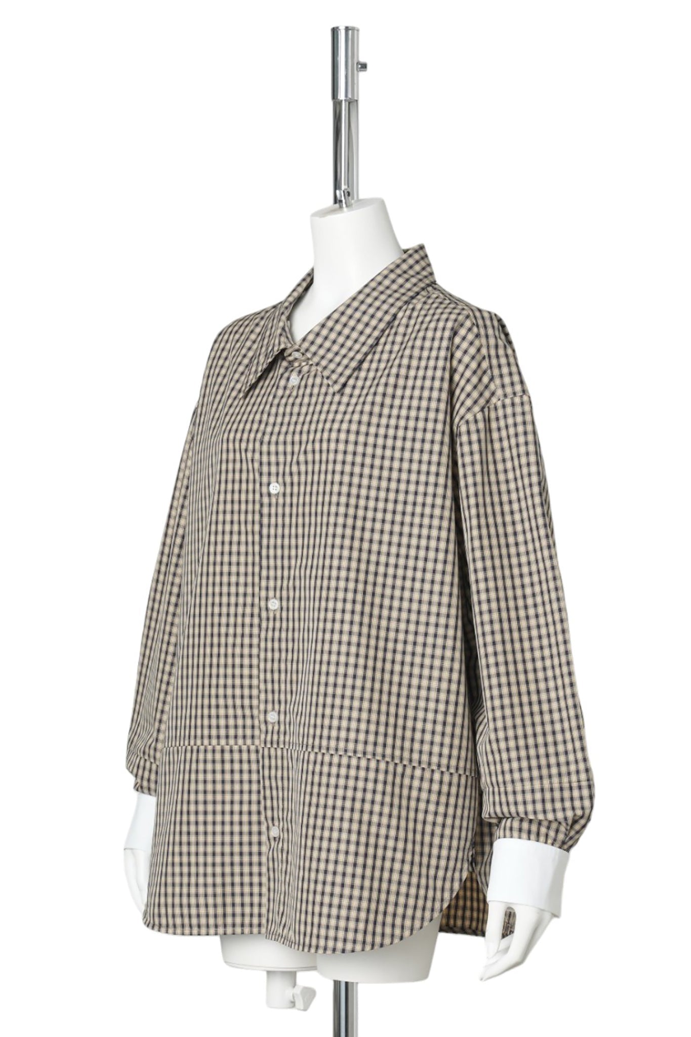DOUBLE COLLAR SHIRT / SAND MULTI/WHITE